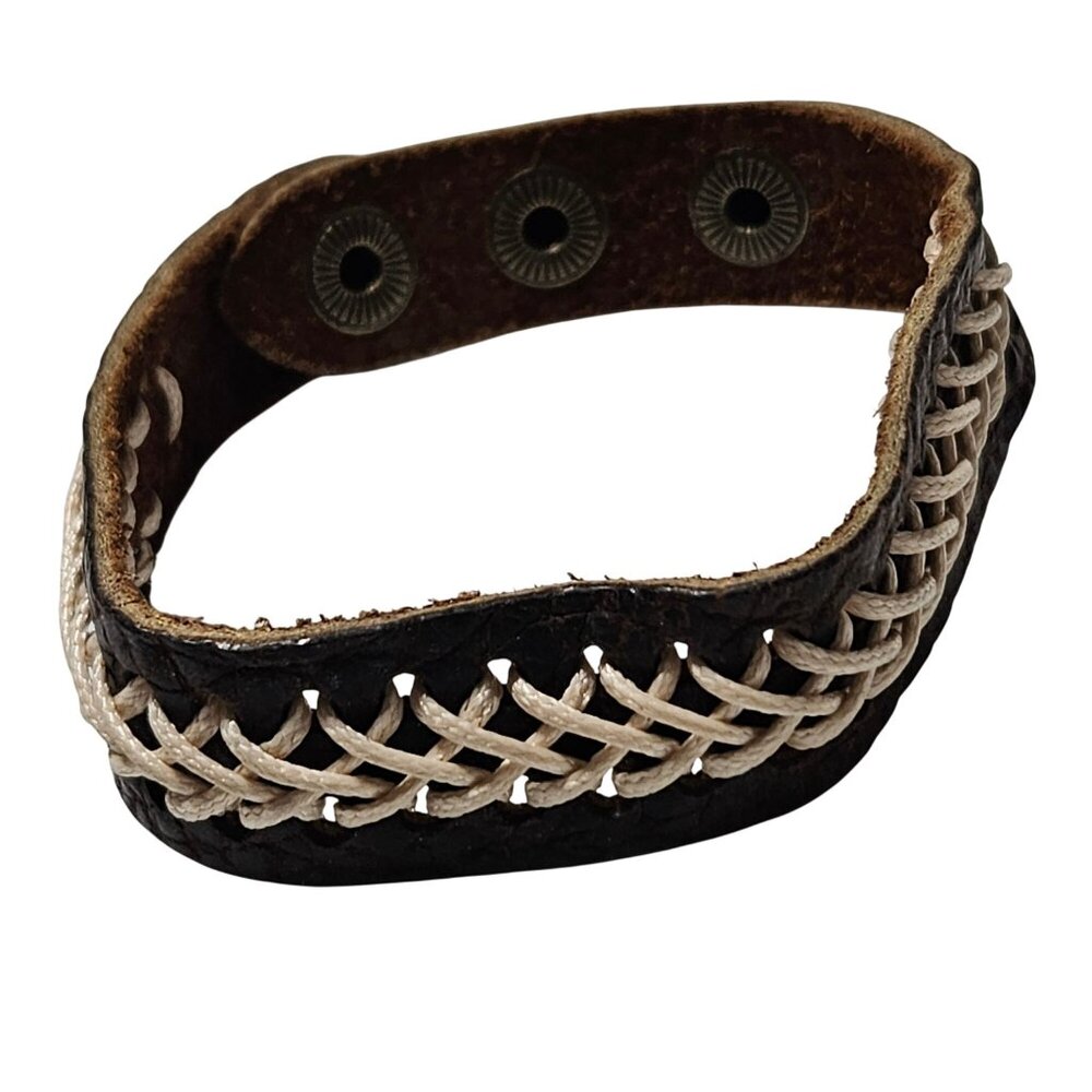 Boho Braided Leather Snap Bracelet Adjustable Fit Rugged Fashion Jewelry Unisex